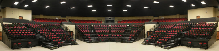 Telescopic performing arts center seating